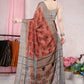 Classic Chiffon Rust Floral Patch Saree