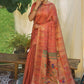Contemporary Silk Rust Woven Saree