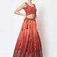 Lehenga Choli Chinon Silk Rust Embroidered Lehenga Choli