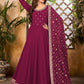 Salwar Suit Faux Georgette Rust Embroidered Salwar Kameez