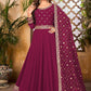 Salwar Suit Faux Georgette Rust Embroidered Salwar Kameez