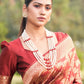 Traditional Saree Jacquard Silk Rust Zari Saree