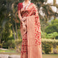 Traditional Saree Jacquard Silk Rust Zari Saree