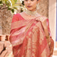 Contemporary Jacquard Silk Rust Print Saree