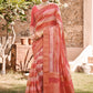 Contemporary Jacquard Silk Rust Print Saree