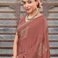 Contemporary Silk Rust Fancy Work Saree