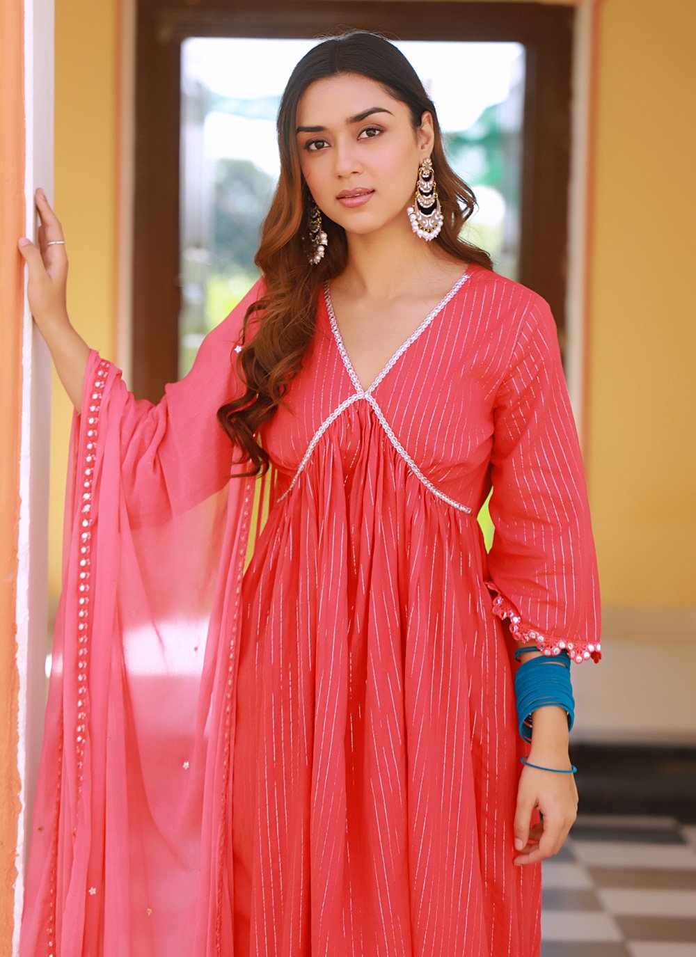 Salwar Suit Cotton Pink Fancy Work Salwar Kameez