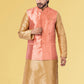 Nehru Jackets Jacquard Silk Pink Embroidered Mens