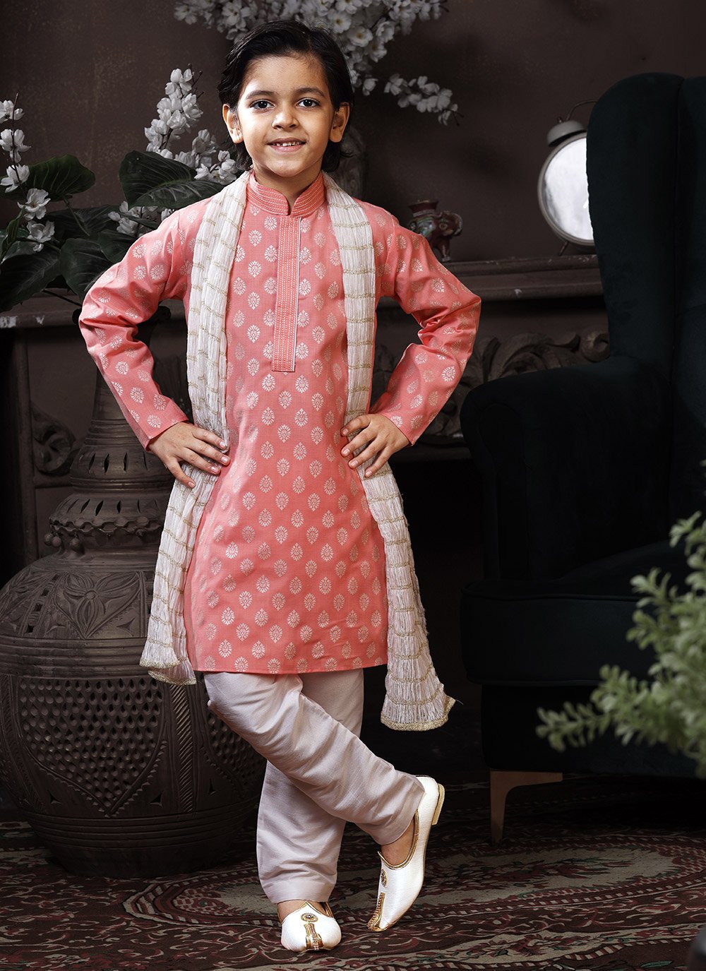 Kurta Pyjama Cotton Pink Print Kids