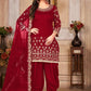 Salwar Suit Art Silk Maroon Embroidered Salwar Kameez