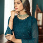 Salwar Suit Faux Georgette Teal Embroidered Salwar Kameez