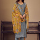 Salwar Suit Muslin Grey Embroidered Salwar Kameez