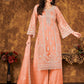 Salwar Suit Net Peach Embroidered Salwar Kameez