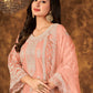 Salwar Suit Net Peach Embroidered Salwar Kameez