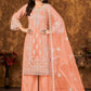 Salwar Suit Net Peach Embroidered Salwar Kameez