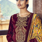 Salwar Suit Velvet Maroon Embroidered Salwar Kameez