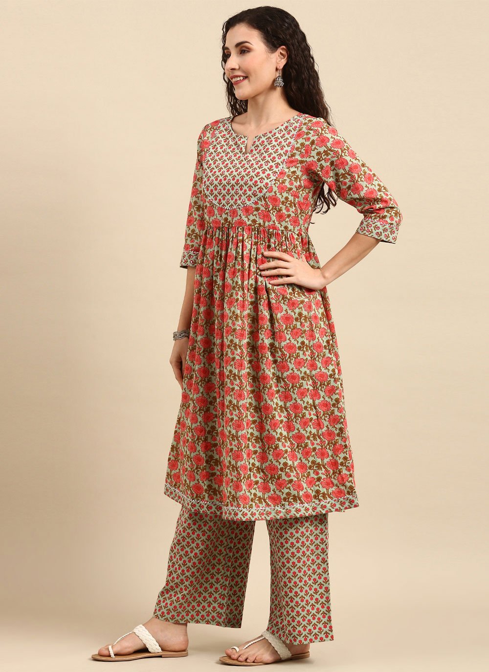 Salwar Suit Cotton Multi Colour Floral Patch Salwar Kameez