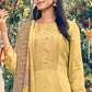 Salwar Suit Pure Silk Yellow Buttons Salwar Kameez