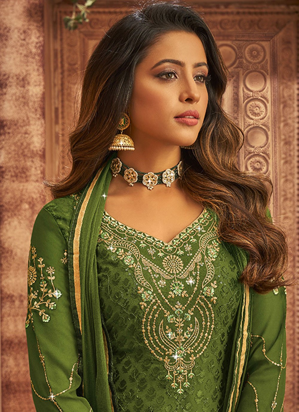 Salwar Suit Brasso Green Diamond Salwar Kameez