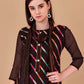 Salwar Suit Jacquard Organza Brown Lace Salwar Kameez