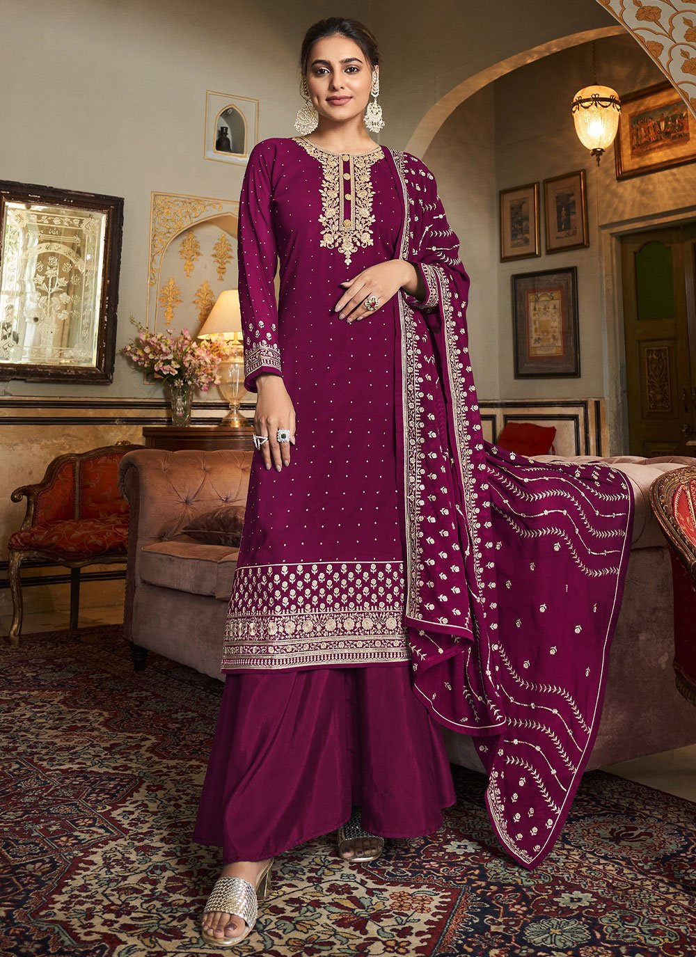 Salwar Suit Georgette Rani Diamond Salwar Kameez