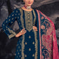 Salwar Suit Pashmina Blue Jacquard Work Salwar Kameez