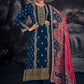 Salwar Suit Pashmina Blue Jacquard Work Salwar Kameez