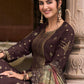 Salwar Suit Silk Brown Jacquard Work Salwar Kameez