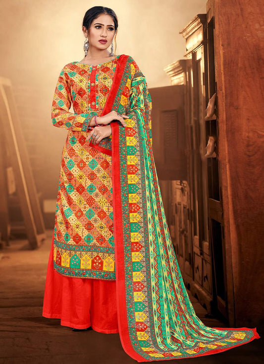 Salwar Suit Cotton Multi Colour Digital Print Salwar Kameez