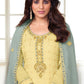 Salwar Suit Chinon Yellow Embroidered Salwar Kameez