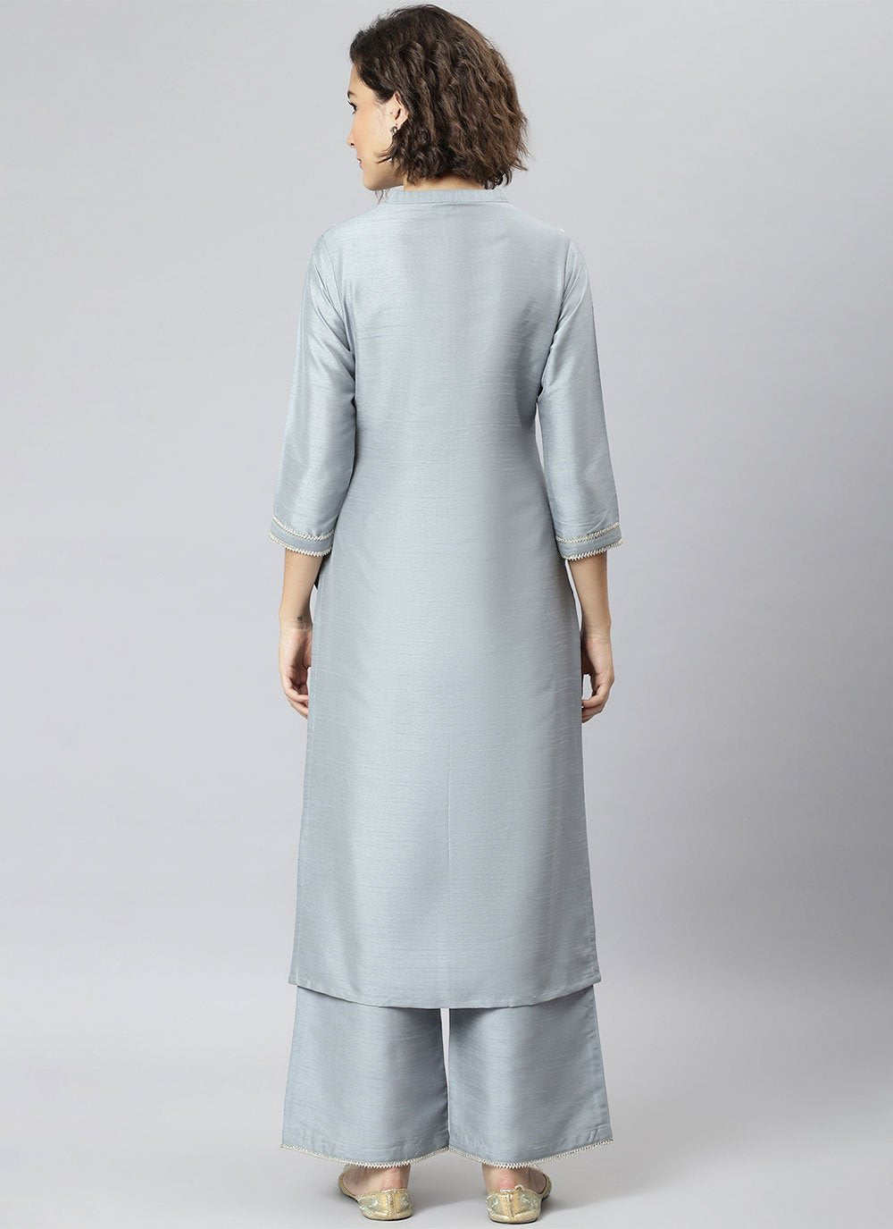 Trendy Suit Poly Silk Grey Plain Salwar Kameez