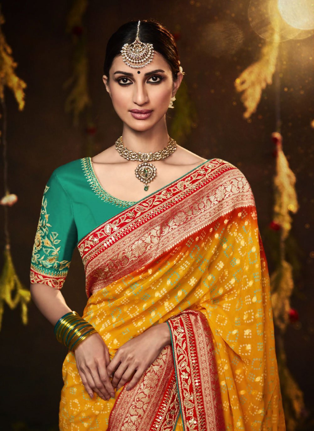 Trendy Saree Silk Mustard Bandhej Saree