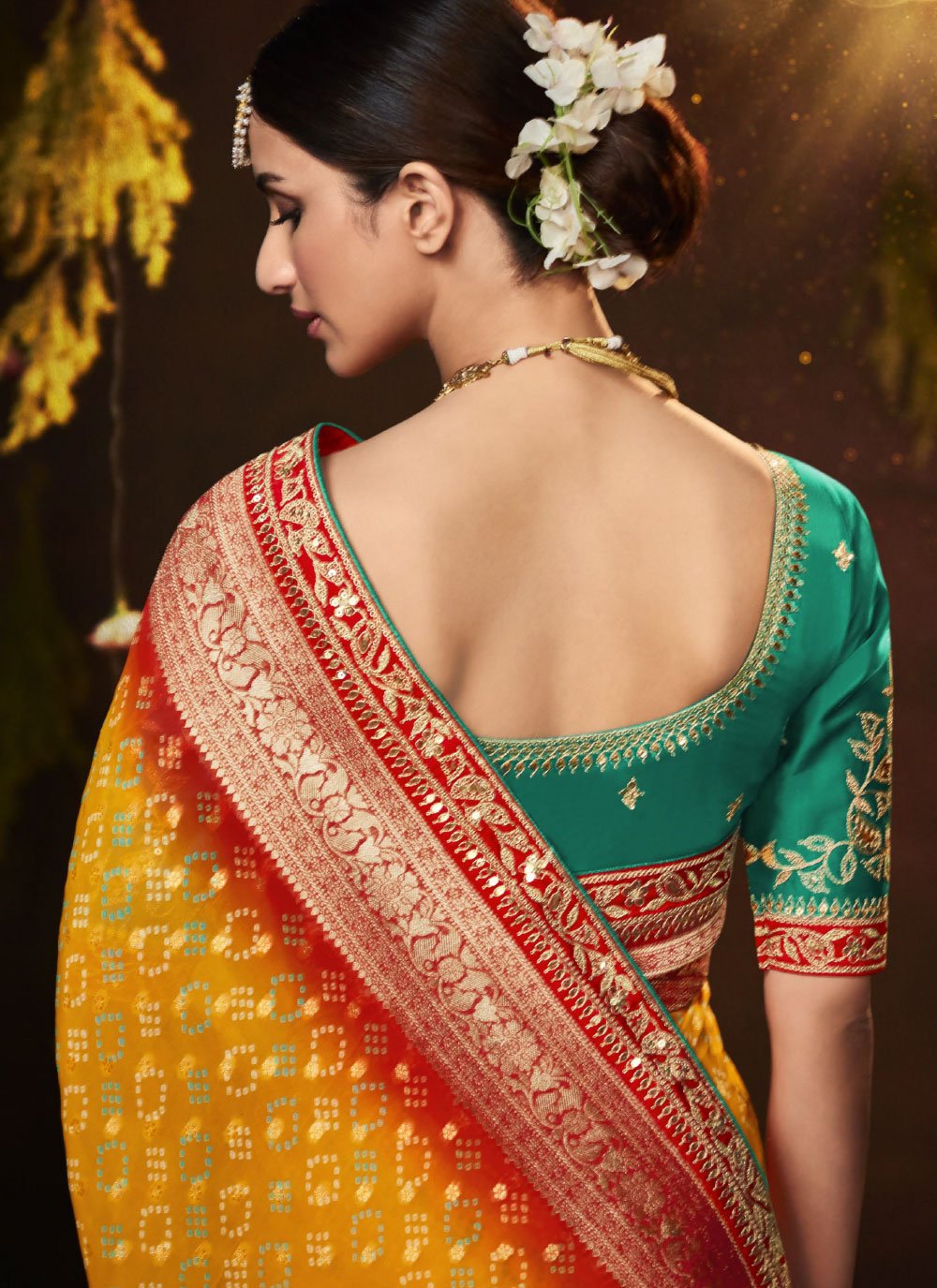 Trendy Saree Silk Mustard Bandhej Saree