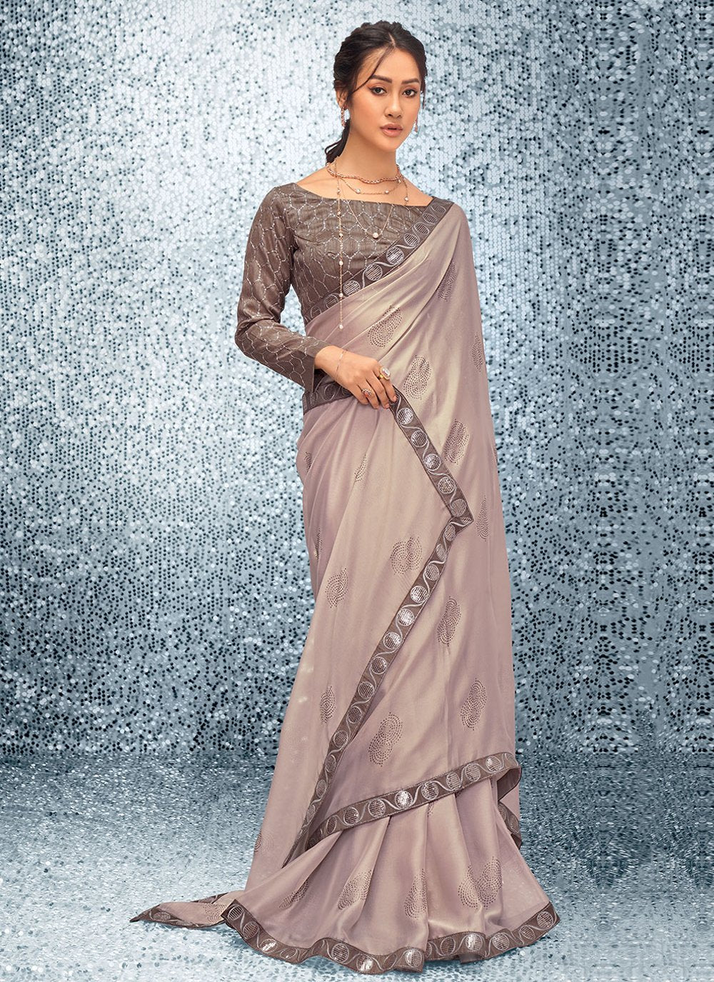 Trendy Saree Chiffon Grey Embroidered Saree