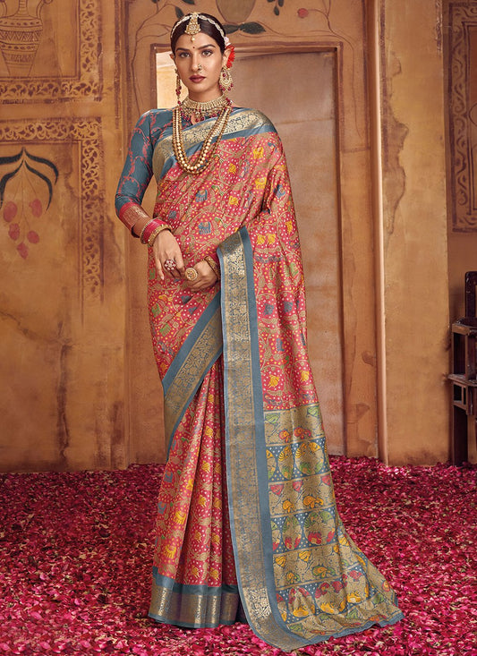 Classic Silk Multi Colour Foil Print Saree