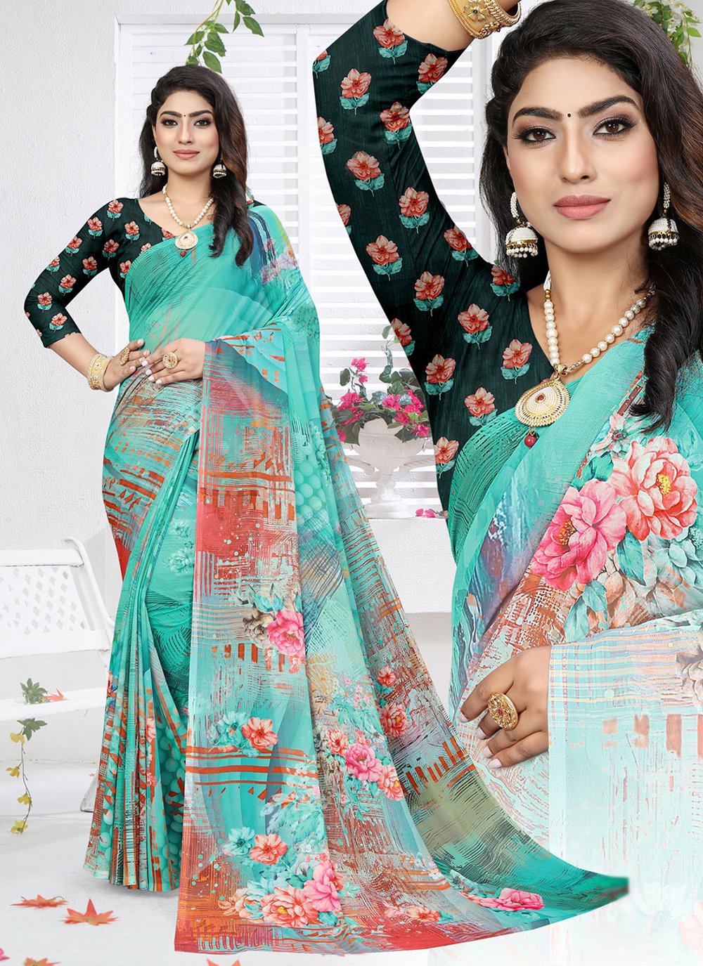 Trendy Saree Weight Less Multi Colour Digital Print Saree