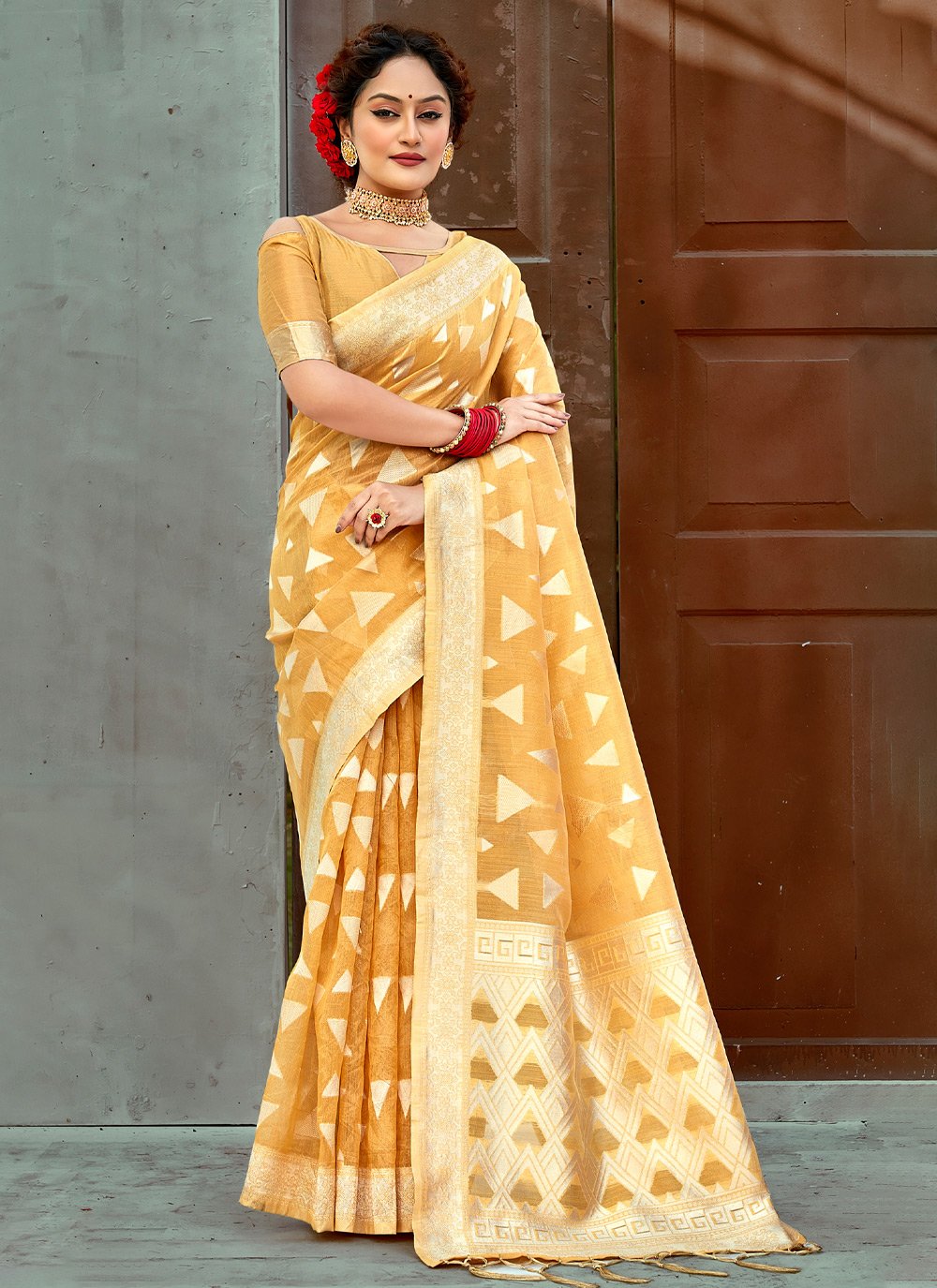 Trendy Saree Cotton Yellow Embroidered Saree