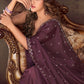 Classic Organza Silk Wine Embroidered Saree