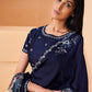 Trendy Saree Crepe Silk Satin Blue Embroidered Saree