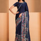 Trendy Saree Crepe Silk Satin Blue Embroidered Saree