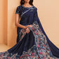 Trendy Saree Crepe Silk Satin Blue Embroidered Saree