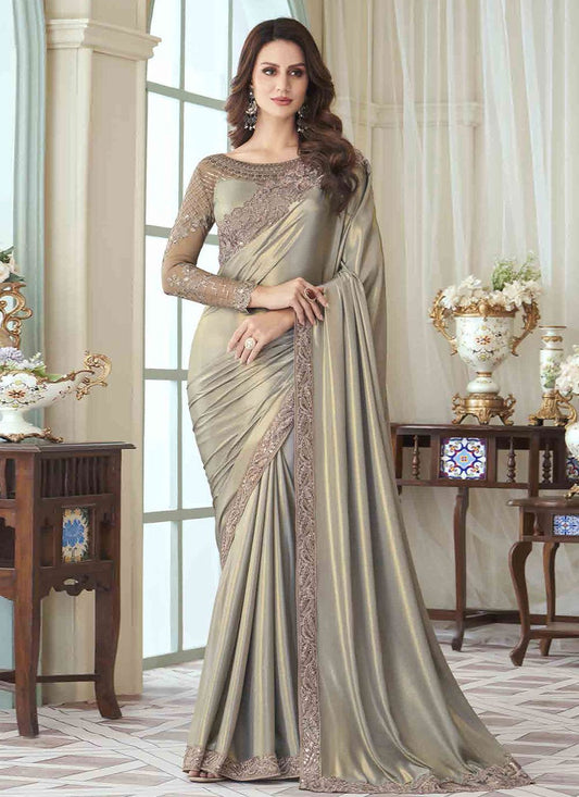 Trendy Saree Silk Silver Embroidered Saree