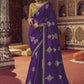 Classic Viscose Purple Embroidered Saree