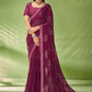 Trendy Saree Georgette Jacquard Crimson Foil Print Saree