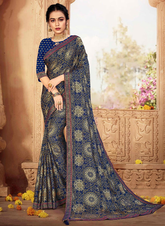 Classic Chiffon Blue Weaving Saree