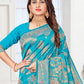 Classic Silk Aqua Blue Meenakari Saree