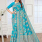 Classic Silk Aqua Blue Meenakari Saree