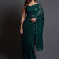 Classic Georgette Silk Green Embroidered Saree