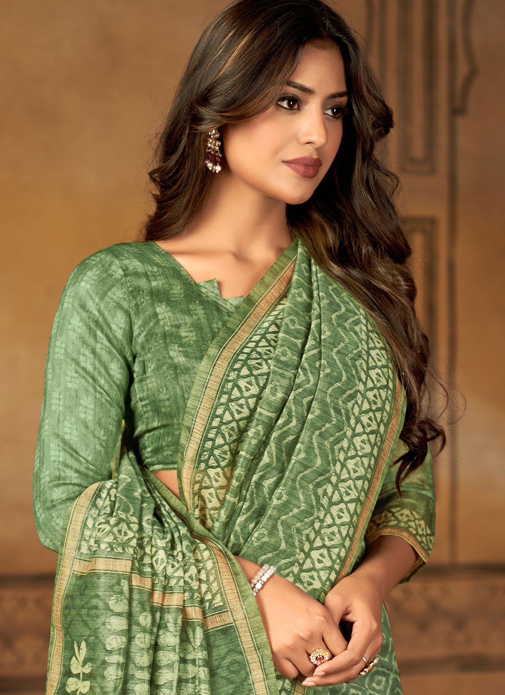 Classic Chanderi Silk Green Digital Print Saree