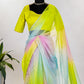 Classic Organza Multi Colour Floral Patch Saree